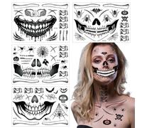 Pegatinas para la cara de Halloween - 4 hojas de pegatinas de cicatrices de con diseño realista | Pegatinas impermeables para maquillaje para fiestas, carnaval y cosplay zombi en Halloween