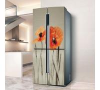 Pegatinas para nevera, Pegatina for nevera, cubierta completa for puerta, decoración de cubiertas for frigorífico, pegatinas pared for calcomanía cocina, flor amapola floreciente(L: 100x180 cm)