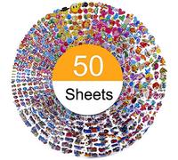 Pegatinas para niños 1200+, 50 hojas diferentes, Relieve 3D pegatinas hinchadas, Scrapbooking, Bullet Journal, Calcomanías de Animales, Letras, Números, Emoji, Estrellas y Mucho Más