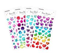 Pegatinas para Niños, 4 Hojas 3D Puffy Stickers Destello Infantiles para Cara Maquillaje Festivales Manualidades Gratificantes Regalos, Incluidos Corazones, Estrellas, Puntos, Diamante Forma