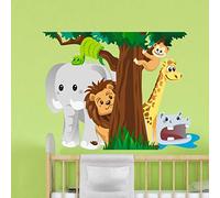 Pegatinas para niños, autoadhesivos de animales de la sabana, decoración de pared, habitación infantil, 50 x 65 cm