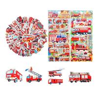 Pegatinas para Niños,stickers infantiles,pegatinas de vinilo para niños,Coches Adhesivos Pared,50 pegatinas de bomberos para coche + 2 pegatinas de espuma,per portátil,guitarra,monopatín,bicicleta