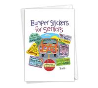 Pegatinas para parachoques de adulto: divertida tarjeta de cumpleaños con pegatinas de Hilarous de las acciones de los conductores mayores, con sobre. C2649BDG