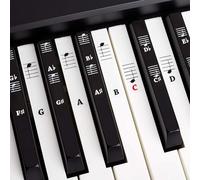 Pegatinas para piano + teclado para 49, 61, 76, 88 teclas + libro electrónico, juego completo de pegatinas para piano para teclas blancas y negras | C-D-E-F-G-A-B
