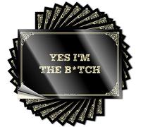 Pegatinas para puerta de despegar y pegar con texto en inglés "Yes I'm The B*tch & Man", fácil de aplicar, despegar y pegar (20 x 30 cm, 1 unidad)