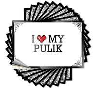Pegatinas para puerta punk I Love My Pulik para matemáticas, personalizables, fáciles de despegar (6 x 9 cm)