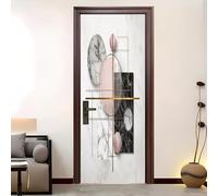Pegatinas para Puertas 3D 88x200 cm Arte Moderno GeometríA Papel Pintado Removible Pegatinas Fotográfico PVC Autoadhesivas Blanco GrisáCeo Adhesivo Mural para puerta Interiores Decorativas Vinilo