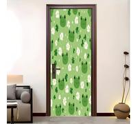 Pegatinas para Puertas 3D 88x200 cm Caricatura Linda Rana Margarita Papel Pintado Removible Pegatinas Fotográfico PVC Autoadhesivas Verde Adhesivo Mural para puerta Interiores Decorativas Vinilo