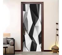 Pegatinas para Puertas 3D 88x200 cm Patrones GeoméTricos 3d Adhesivo Mural para puerta Interiores Decorativas Vinilo Negro Papel Pintado removible Pegatinas Impermeables de PVC Autoadhesivas