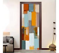 Pegatinas para Puertas 3D 88x200 cm Pintura Al óLeo 3d Abstracta Papel Pintado Removible Pegatinas Fotográfico PVC Autoadhesivas Naranja Adhesivo Mural para puerta Interiores Decorativas Vinilo