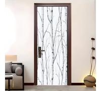 Pegatinas Para Puertas Autoadhesivo 86x200 cm Bosque Dibujado A LáPiz A Mano Pegatinas Para Puertas Blanco Gris 3D Pegatinas Impermeables ExtraíBles Adecuado, DecoracióN Del Hogar