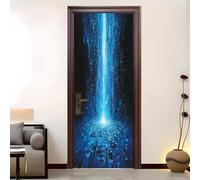Pegatinas Para Puertas Autoadhesivo 88x200 cm Cascada De Datos De Ciencia FiccióN Pegatinas Para Puertas Azul 3D Pegatinas Impermeables ExtraíBles Adecuado, DecoracióN Del Hogar