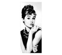 Pegatinas Para Puertas De Madera, Adhesivo de pared Calcomanía para dormitorio Decoración del hogar Impermeable, Actualización de vinilo premium, Belleza en blanco y negro Audrey Hepburn