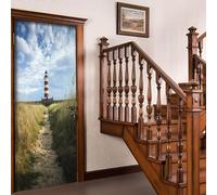 Pegatinas para Puertas de Paisaje Costero Door Stickers 3D Adhesivo Vinilo Pegatina Puerta Atalaya Murales Póster Decorativas de Pared Mural Papel Pintado 70x200 cm a/3421
