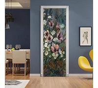 Pegatinas Para Puertas Interiores Hermosas Flores Antiguas 80 X 200 Cm Calcomanía De Vinilo Autoadhesiva Pegatinas Impermeables 3D Art Door Photo Para Niños Baño Niños Niñas Dormitorios Inodoro Decor