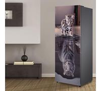 Pegatinas para refrigerador, adhesivo para nevera, cubierta completa para puerta, fundas para frigorífico, pegatinas de pared para calcomanía de cocina, corazón de gato tiene un tigre