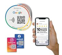 Pegatinas para Reseñas de Google - Pack 10 Pegatinas QR & NFC - Déjanos tu Reseña en Google Pegatina - iPhone & Android - Pegatina para Impulsas mis Reseñas - Configuración en Casa | MESSAGENES