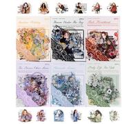 Pegatinas para scrapbooking PET, 120 pegatinas de flores y niñas, animales, transparentes, impermeables, decorativas, suministros de scrapbooking para diario, tarjetas de felicitación, calendario DIY