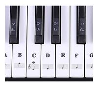 Pegatinas para teclado de piano de 3749546188 llaves, piano y teclado, notas musicales, etiquetas adhesivas para blanco y negro, transparente y extraíble para fácil lección de piano Tamaño libre