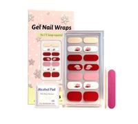 Pegatinas para uñas de gel - 14 pegatinas adhesivas - tiras de esmalte de gel sin lámpara UV con y palillo - para acabado brillante decoraciones, Navidad, calidad salón