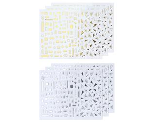 pegatinas para uñas doradas y plateadas, pegatinas 3D para uñas, pegatinas geométricas para uñas, decoraciones para uñas