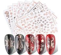 Pegatinas Para Uñas Navidad, 9 Hojas Autoadesiva Nail Art Stickers Decoración