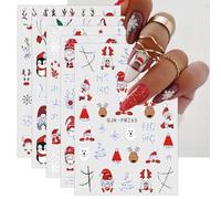 Pegatinas Para Uñas Navidad, 9 Hojas Autoadesiva Nail Art Stickers Decoración