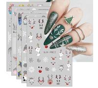 Pegatinas Para Uñas Navidad, 9 Hojas Autoadesiva Nail Art Stickers Decoración