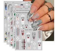 Pegatinas Para Uñas Navidad, 9 Hojas Autoadesiva Nail Art Stickers Decoración