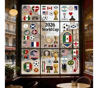Pegatinas para ventana de la Copa del Mundo 2026, 9 hojas con 69 piezas, impresión de doble cara, decoraciones de ventana multicolor, adhesivos extraíbles y reutilizables para el hogar, oficina, coche