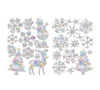Pegatinas para ventana de Navidad | Pegatinas reutilizables de copos de nieve de alces, copos de nieve, calcomanías para ventanas, calcomanías extraíbles, para vacaciones, puerta, fiesta, decoración