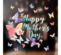 Pegatinas para ventana del día de la madre, decoración para ventana del día de la madre, diseño de mariposas pastel, tamaño pequeño