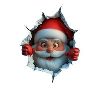 Pegatinas para ventanas de Navidad - Adhesivo de pared reutilizable en 3D de Papá Noel, Papá Noel que rompe las paredes para ventanas de Navidad, cocinas, baños, sala de estudio