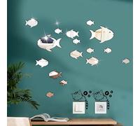 Pegatinas Pared Decorativas, 18 Pegatinas Autoadhesivas para Pared de Espejo de Pescado para Sala de Estar, Dormitorio de Niños, Oficina, con 2 Pegatinas para Interruptor de Gato.