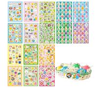 Pegatinas Pascua Huevos de Pascua para Decoración DIY - 16 Diseños de Huevo Pascua, Conejo, Pollito, Flores y Más