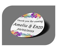 Pegatinas Personalizadas Boda con Nombre y Fecha, Etiquetas Adhesivas para Invitacion Boda, Bautizo, Compromiso, Comunion, Cumpleaños, Fiesta, Vintage, Sellos (Modelo 6)