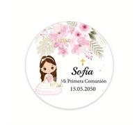 Pegatinas Personalizadas de Mi Primera Comunión para Niño o Niña, Etiquetas de Recuerdo para Bautizo y Primera Comunión