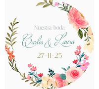 Pegatinas Personalizadas para Bodas: Etiquetas Adhesivas de Vinilo con Nombre y Fecha - 8 Modelos Exclusivos para Detalles y Regalos de Boda (Modelo 8)