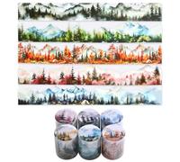 Pegatinas PET para scrapbooking, 6 rollos cinta adhesiva estaciones bosques, transparentes impermeables, decorativos suministros diario tarjetas
