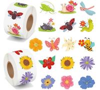 Pegatinas Primavera, 1000pcs Pegatinas de Flores para Niños, Pegatina de Insectos, Scrapbooking de Flores, Pegatina Flore, Flor Stickers, Calcomanías Flore Primavera Verano