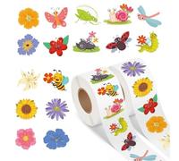 Pegatinas Primavera,1000pcs Pegatinas FloralesPegatinas de Flores para Niños,Pegatina de Insectos,Florales y Plantas Stickers Autoadhesivas,Pegatinas de Flores de Colores para DIY