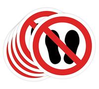 Pegatinas Prohibido 5ud Adhesivos de 14 cm Cartel Prohibicion Señal Laboral Industrial (14 cm, PERMANECER AQUÍ)