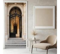 Pegatinas Puerta 3D Arquitectura de Estilo Europeo Pegatinas para Puertas de de Madera con Arco Vinilo Decorativo Pegatina Pared Mural para Puerta Autoadhesivas Papel Pintado Puerta 80x200 cm f-579