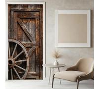 Pegatinas Puerta 3D Madera Antigua Pegatinas para Puertas de Granero Rústico Vinilo Decorativo Pegatina Pared Mural para Puerta Autoadhesivas Papel Pintado Puerta 100x200 cm f-711