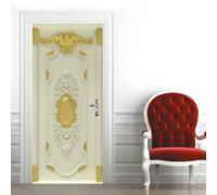 Pegatinas Puerta 3D Madera Blanca Pegatinas para Puertas de Estilo Europeo Vinilo Decorativo Pegatina Pared Mural para Puerta Autoadhesivas Papel Pintado Puerta 80x200 cm B-4171