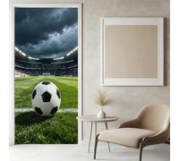 Pegatinas Puerta 3D Patrón de Fútbol Pegatinas para Puertas de Campo de Fútbol Verde Vinilo Decorativo Pegatina Pared Mural para Puerta Autoadhesivas Papel Pintado Puerta 90x200 cm f-681