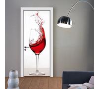 Pegatinas Puertas Adhesivo Interiores 3D Bar Copa de Vino Etiqueta de la Puerta de Vinilo Autoadhesivo murales Impermeables Dormitorio decoración del hogar Cartel refrigerador 30.3x78.7 Pulgadas