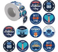 Pegatinas redondas con texto "Happy Father' s Day", pegatinas decorativas para fiestas