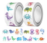 Pegatinas redondas de animales, 1000 unidades, rollo de pegatinas de recompensa de animales, pegatinas de animales para niños, pegatinas de decoración de fiestas para escuela, aula, hogar con línea de