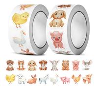 Pegatinas redondas de animales, 1000 unidades, rollo de pegatinas de recompensa de animales, pegatinas de animales para niños, pegatinas de decoración de fiestas para escuela, aula, hogar con línea de